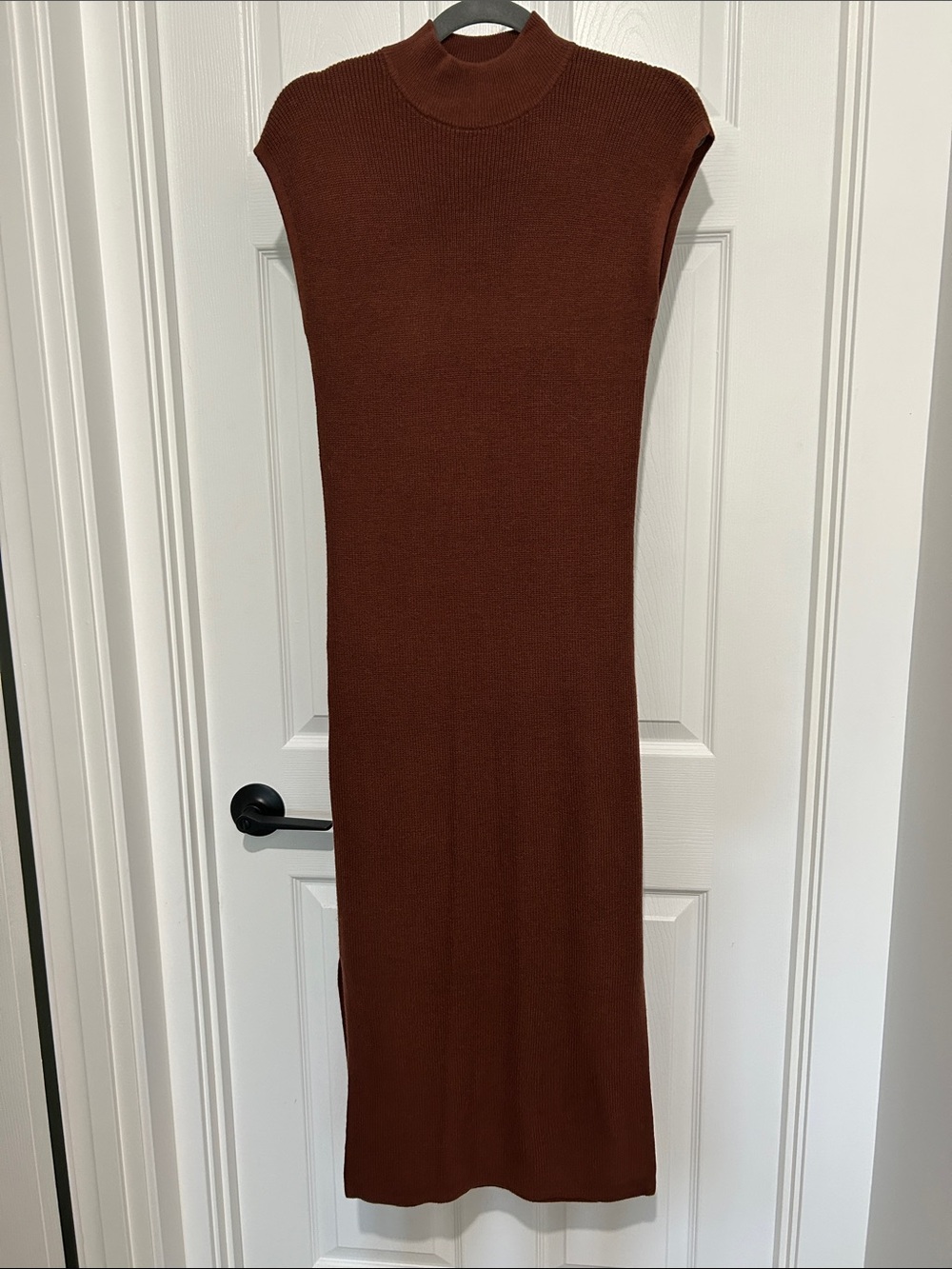 Reitmans Chocolate Brown Sleeveless Mock Neck Knit Midi Dress